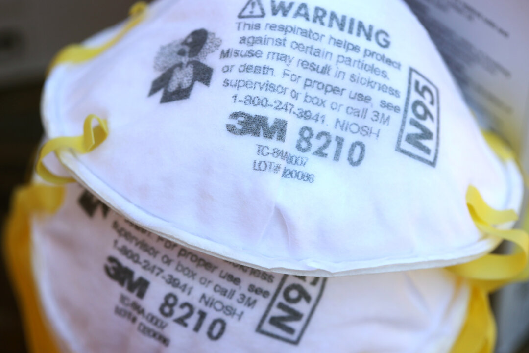3M brand N95 particulate respirators are displayed on a table in San Anselmo, Calif., on July 28, 2020. (Justin Sullivan/Getty Images)