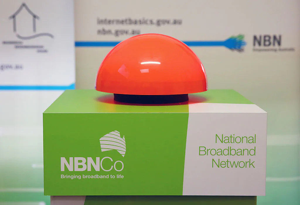 A general view of the button pushed by Anthony Albanese, Deputy Prime Minister of Australia to switch on the NBN fibre network to an additional 2,600 homes and businesses in Brunswick at the Brunswick Digital Hub on July 24, 2013 in Melbourne, Australia. (Scott Barbour/Getty Images)