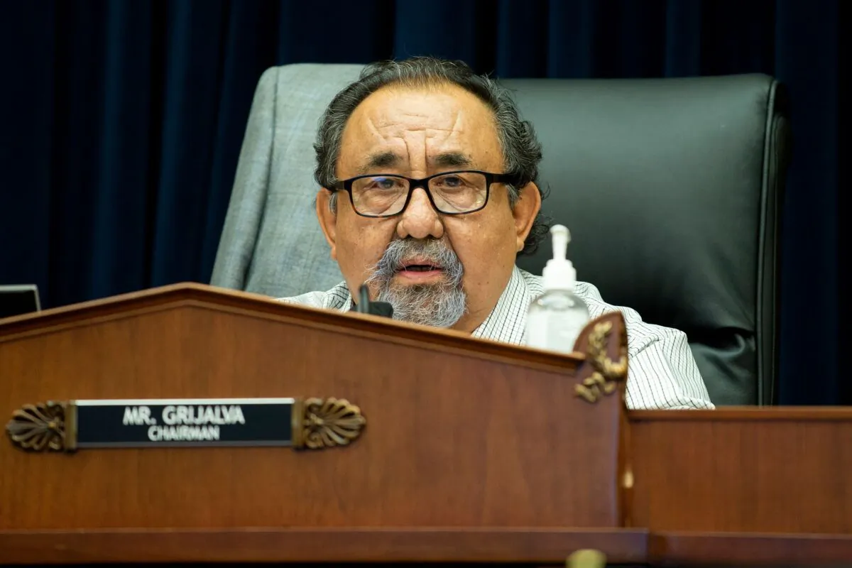 House Natural Resources Chairman Raul Grijalva (D-Ariz.) makes a closing statement during a hearing in Washington on June 29, 2020. (Bonnie Cash/Pool/AFP via Getty Images)