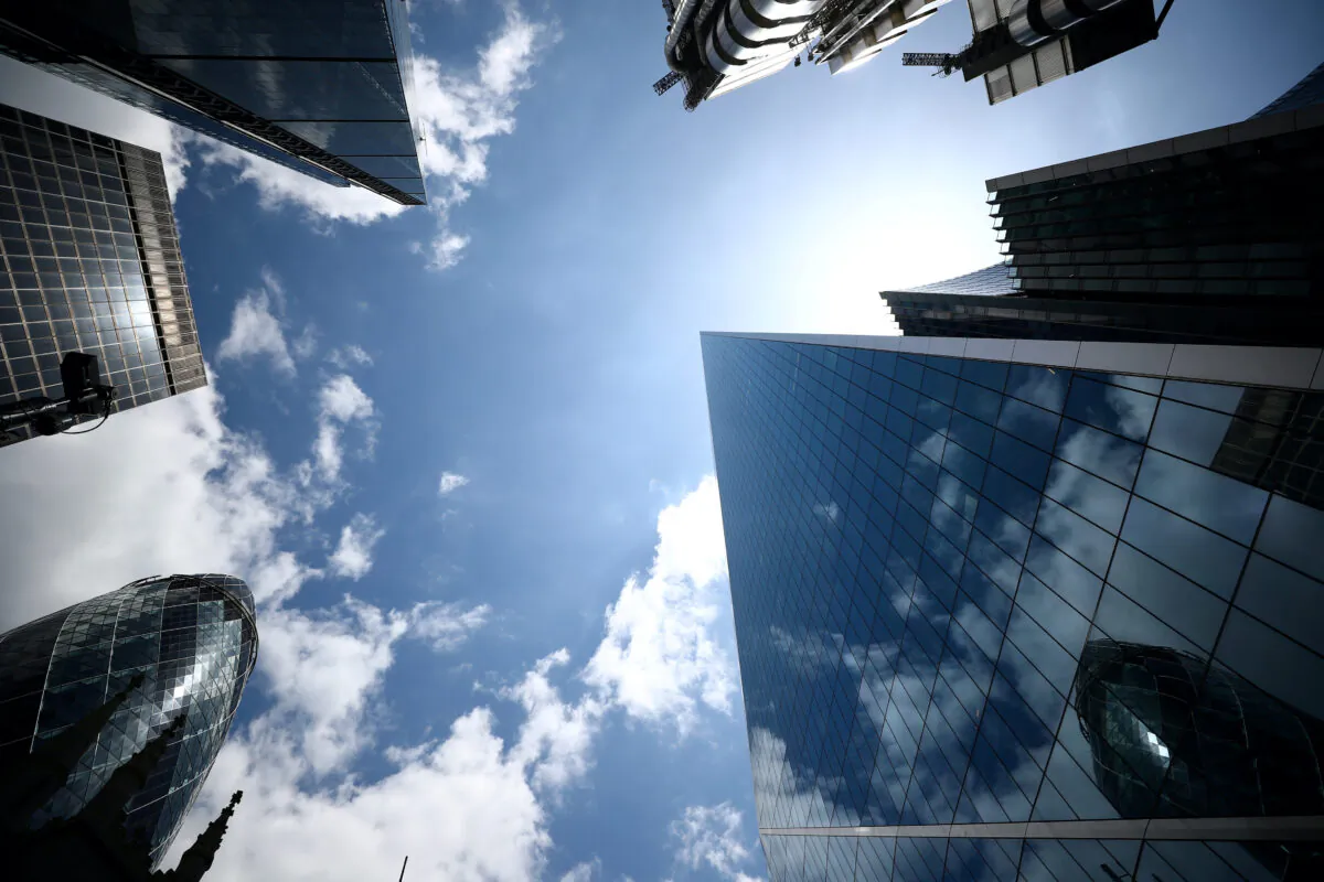 Office buildings are pictured in the City of London financial district, following the outbreak of the coronavirus disease (COVID-19), in London, Britain, on July 17, 2020. (Hannah McKay/Reuters)