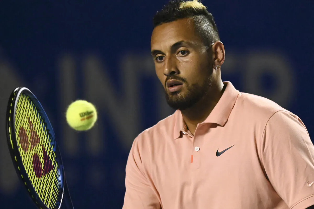 Australia's Nick Kyrgios during his Mexico ATP Open in Acapulco, Guerrero State, Mexico on Feb. 25, 2020. (Pedro Pardo /AFP via Getty Images)