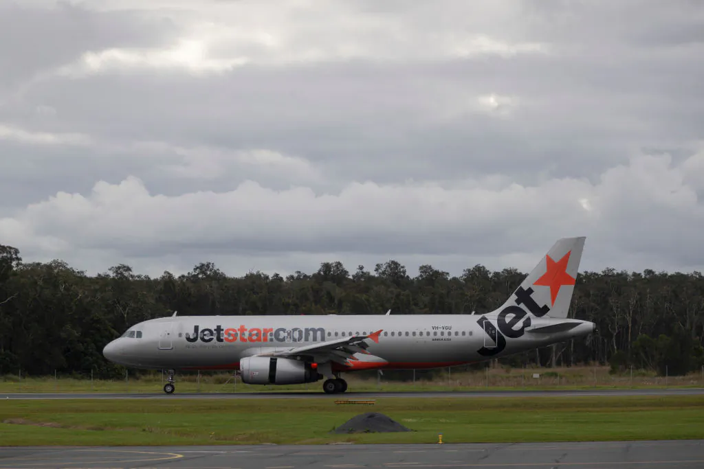Jetstar flight at the Ballina-Byron Gateway Airport in Byron Bay, Australia on June 20, 2020. (Brook Mitchell/Getty Images)