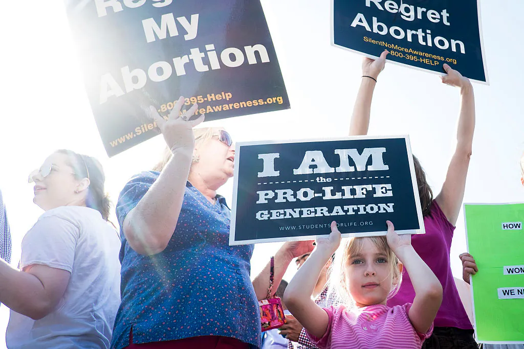 File photo: Pro-life activist, Nora, 6, of Harrisonburg, Va., demonstrates with her family and friends on the steps of the United States Supreme Court on June 27, 2016 in Washington, DC.(Pete Marovich/Getty Images)