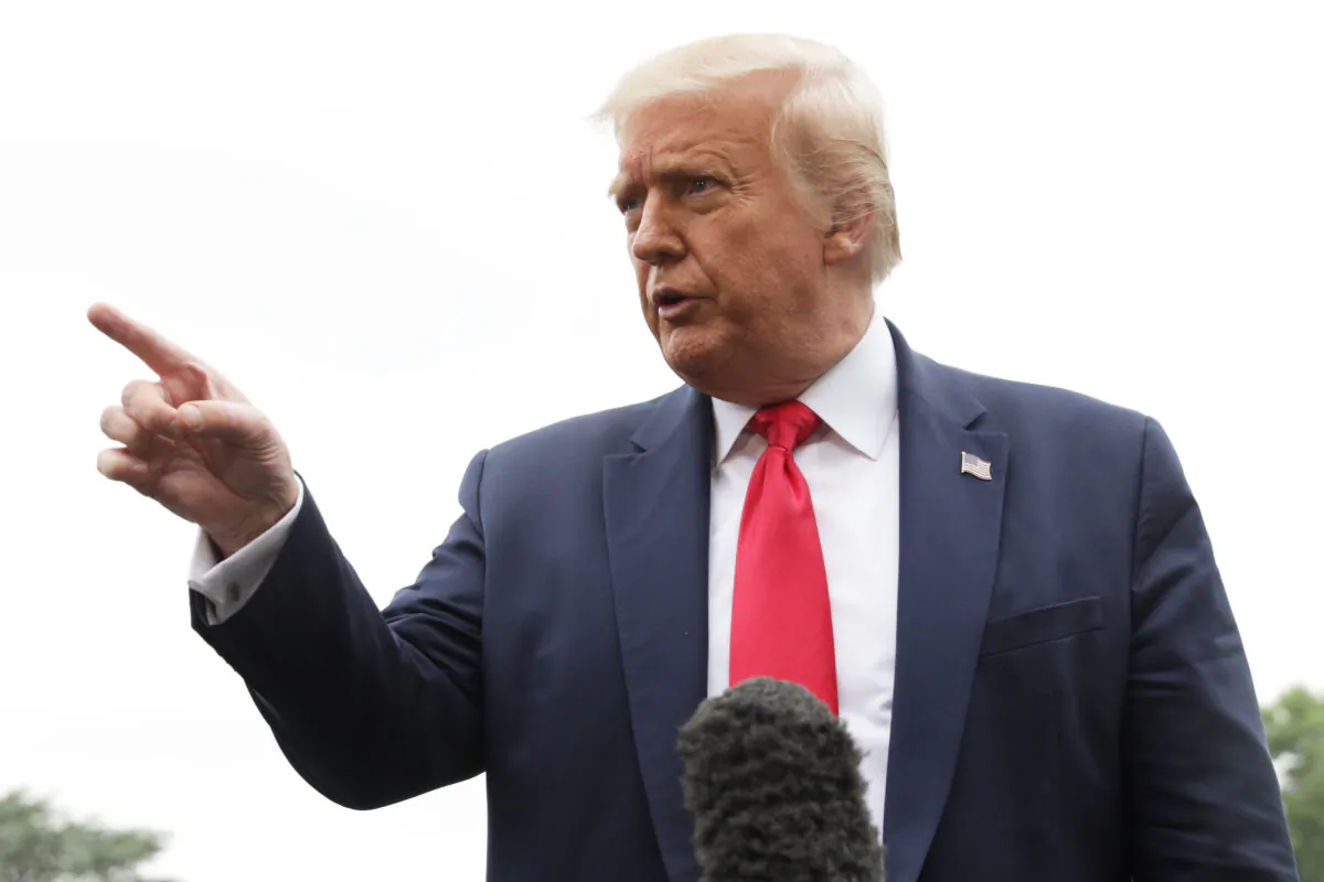 President Donald Trump speaks to members of the press from the South Lawn of the White House in Washington July 31, 2020. (Alex Wong/Getty Images)