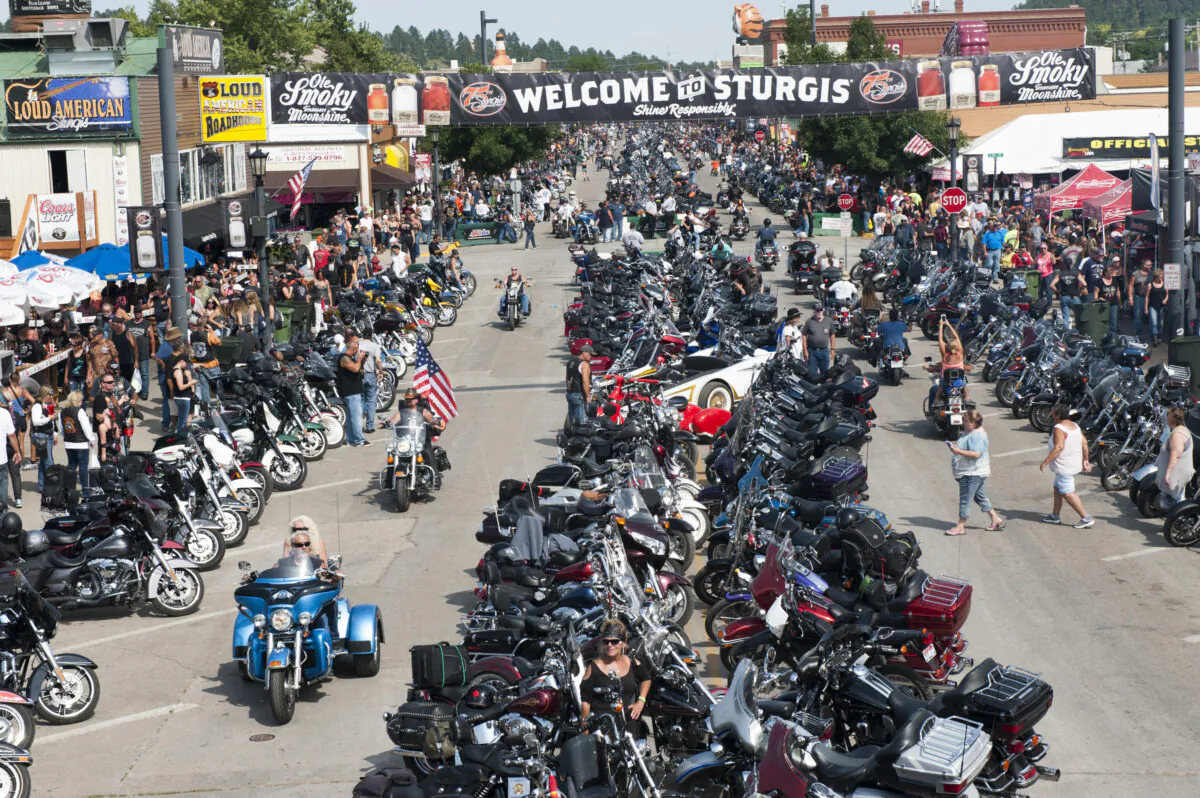 Bikers ride down Main Street on the first day of the annual Sturgis Motorcycle Rally Aug. 3, 2015 in Sturgis, South Dakota. (Andrew Cullen/Getty Images)