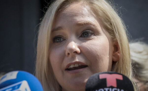 Virginia Roberts Giuffre, who has accused Jeffrey Epstein of sexual abuse, speaks in New York on Aug. 27, 2019. (Bebeto Matthews/AP Photo)