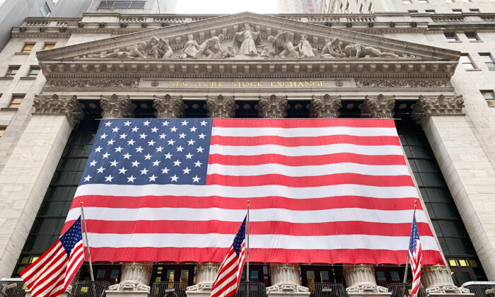 The New York Stock Exchange in New York on March 29, 2020. (Chung I Ho/The Epoch Times)
