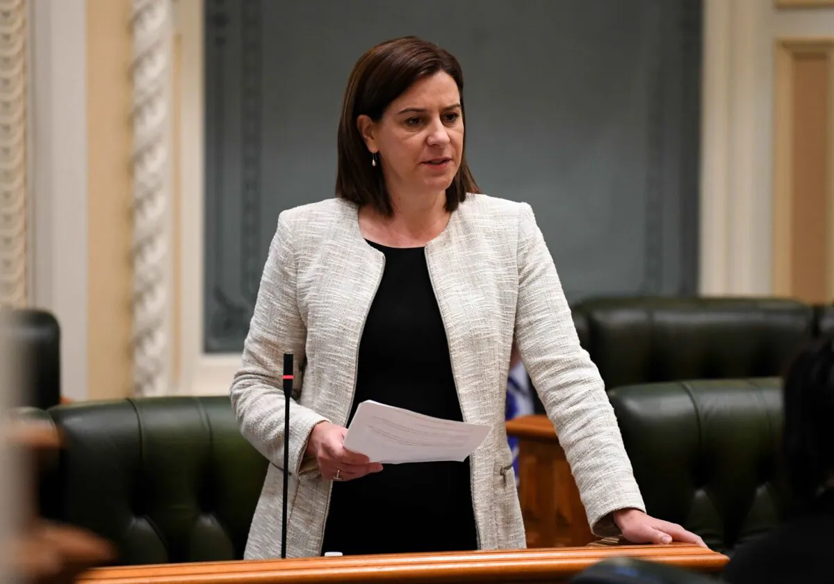 Queensland Leader of the Opposition Deb Frecklington speaks during Question Time at Parliament House in Brisbane, Australia, on July 15, 2020. (AAP Image/Dan Peled)