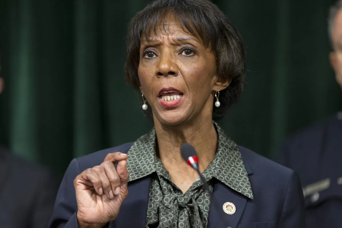 Los Angeles County District Attorney Jackie Lacey talks during a news conference in Los Angeles, Calif., on Jan. 6, 2020. (Damian Dovarganes/AP Photo)