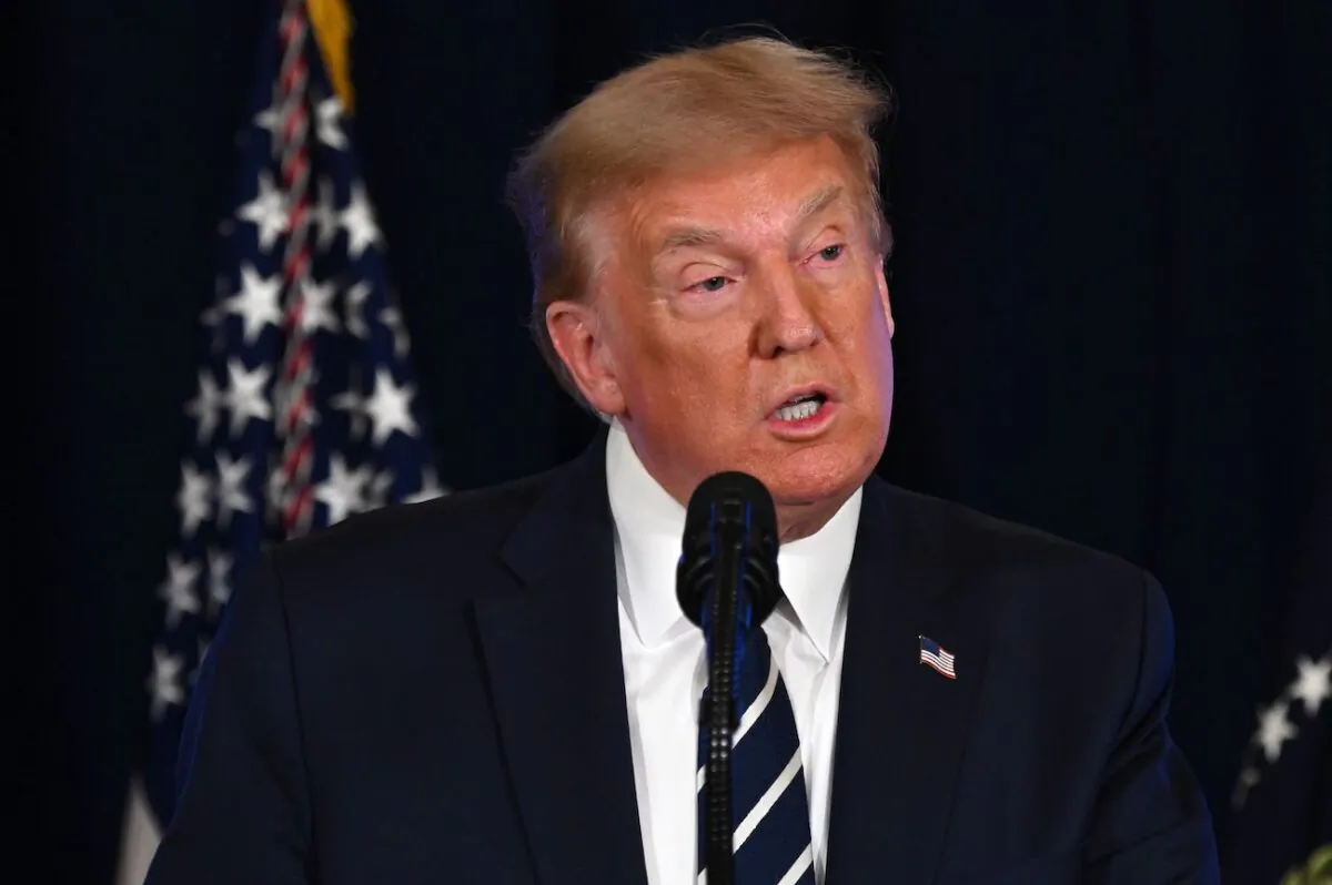 President Donald Trump speaks during a news conference in Bedminster, New Jersey, on Aug. 7, 2020. (Jim Watson/AFP via Getty Images)