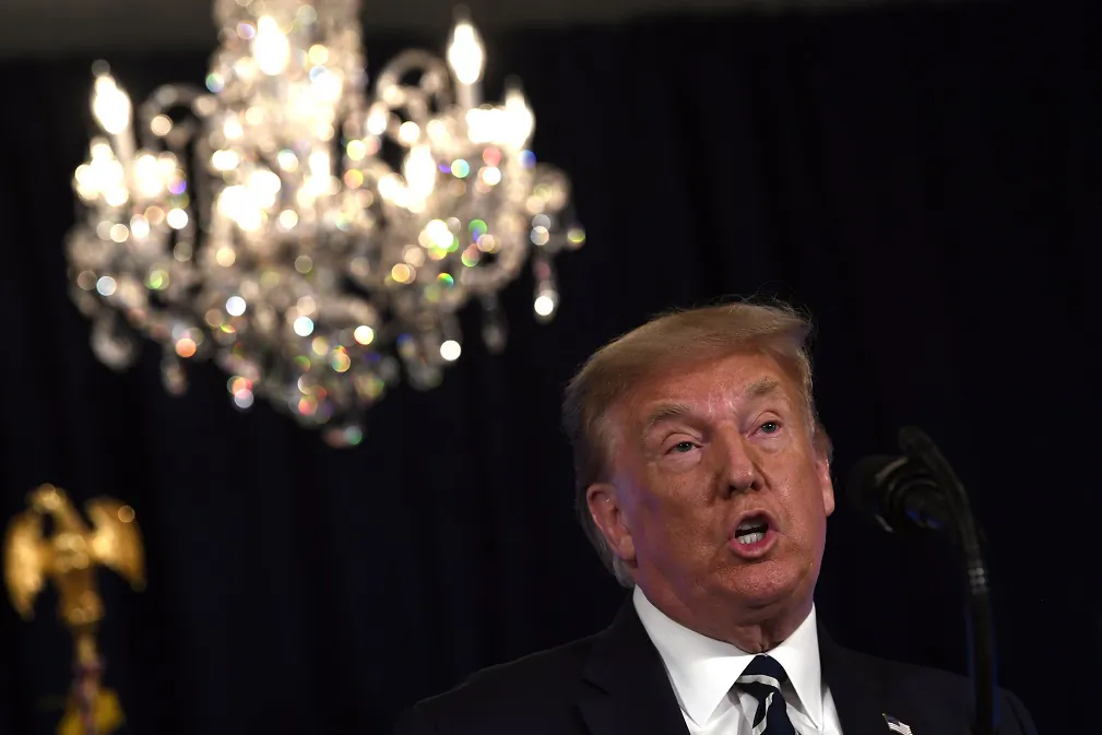 President Donald Trump speaks at Trump National Golf Club Bedminster in Bedminster, N.J., on Aug. 7, 2020. (Susan Walsh/AP Photo)