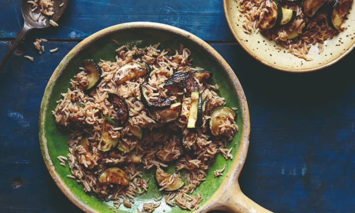 Peak-season zucchini and fragrant, spiced basmati rice come together in a super-quick one-pot dish. (Photo from book ""Chetna's Healthy Indian: Vegetarian")