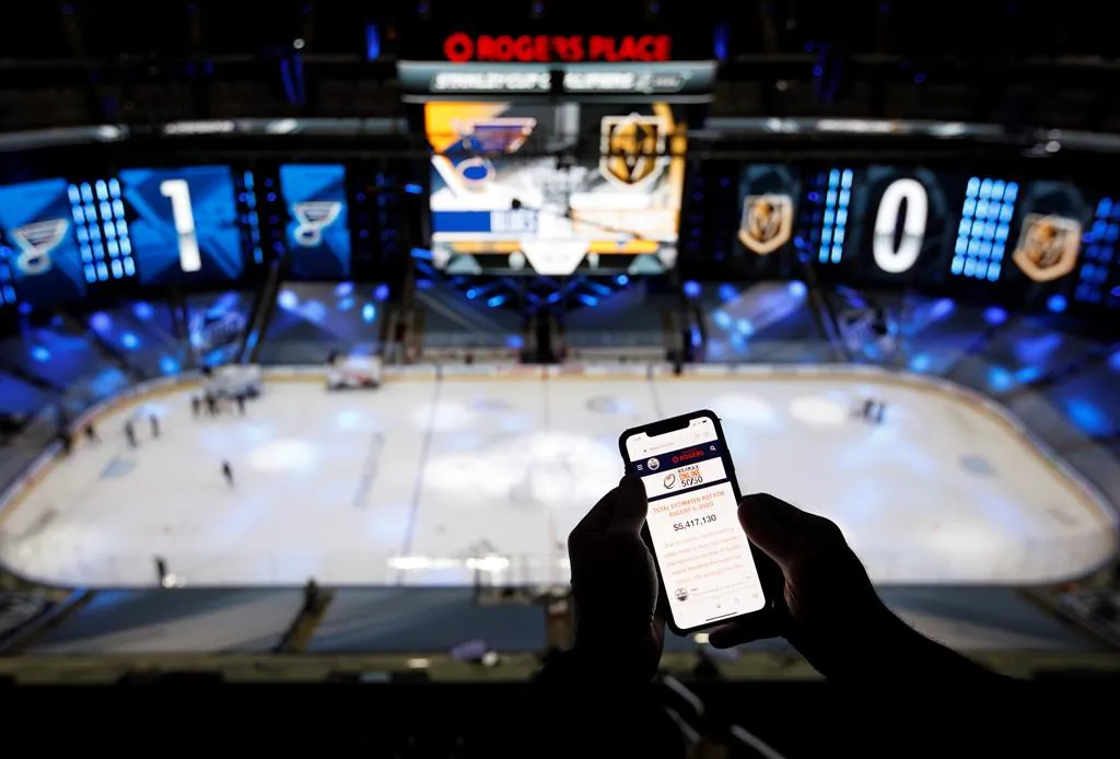 Edmonton Oilers 50/50 draw reached $5.4 million in its last draw, in Edmonton, on Aug. 6, 2020. (Jason Franson/The Canadian Press)