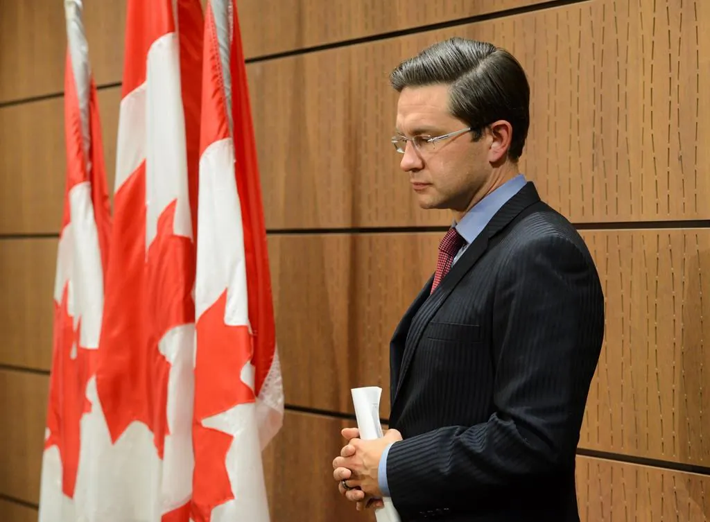Conservative MP Pierre Poilievre holds a press conference on Parliament Hill in Ottawa on July 29, 2020. (The Canadian Press/Sean Kilpatrick)