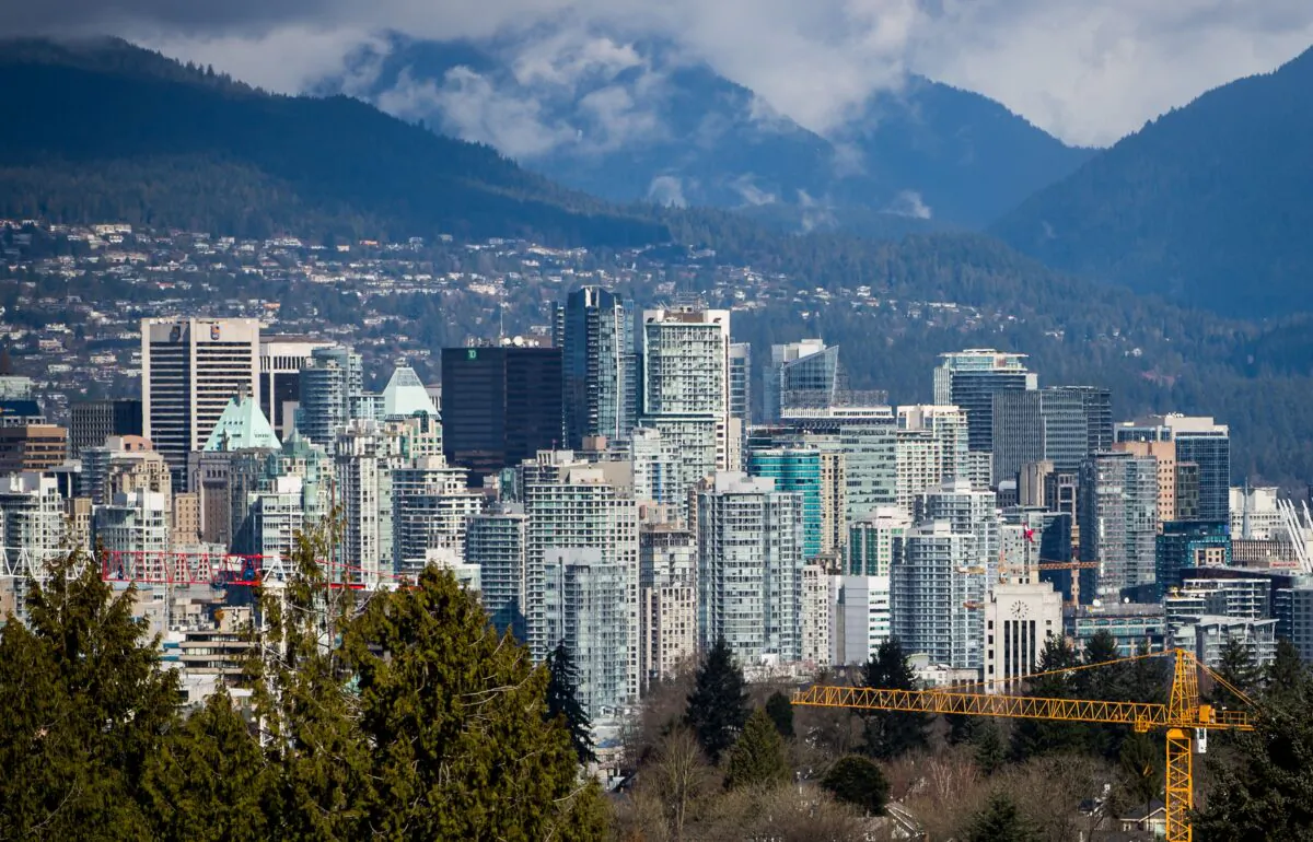 The downtown Vancouver skyline on March 30, 2018. A 2019 analysis showed that around $75 billion worth of residential real estate in the Vancouver area had ties to foreign owners. (The Canadian Press/Darryl Dyck)