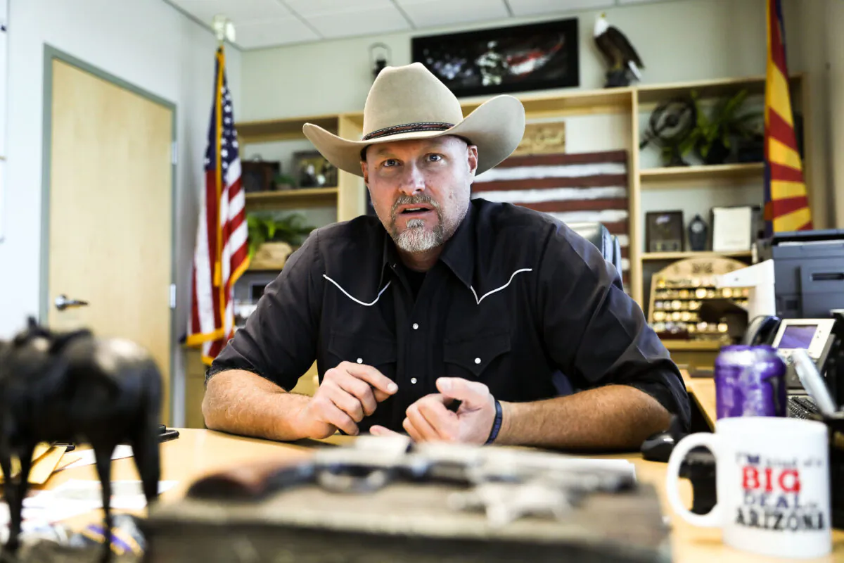 Pinal County Sheriff Mark Lamb in his office in Florence, Ariz., on Nov. 12, 2019. (Charlotte Cuthbertson/The Epoch Times)