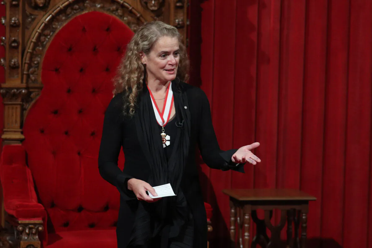 Governor General Julie Payette delivers a speech in the Senate chamber on Parliament Hill in Ottawa on Oct. 2, 2017. (Lars Hagberg/AFP via Getty Images)