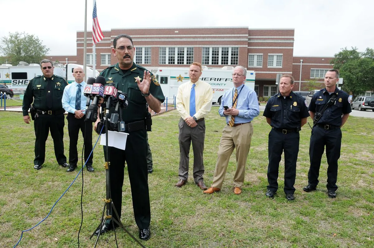 Marion County Sheriff Billy Woods speaks to reporters in Ocala, Fla., in an April 20, 2018, file photograph. (Gerardo Mora/Getty Images)