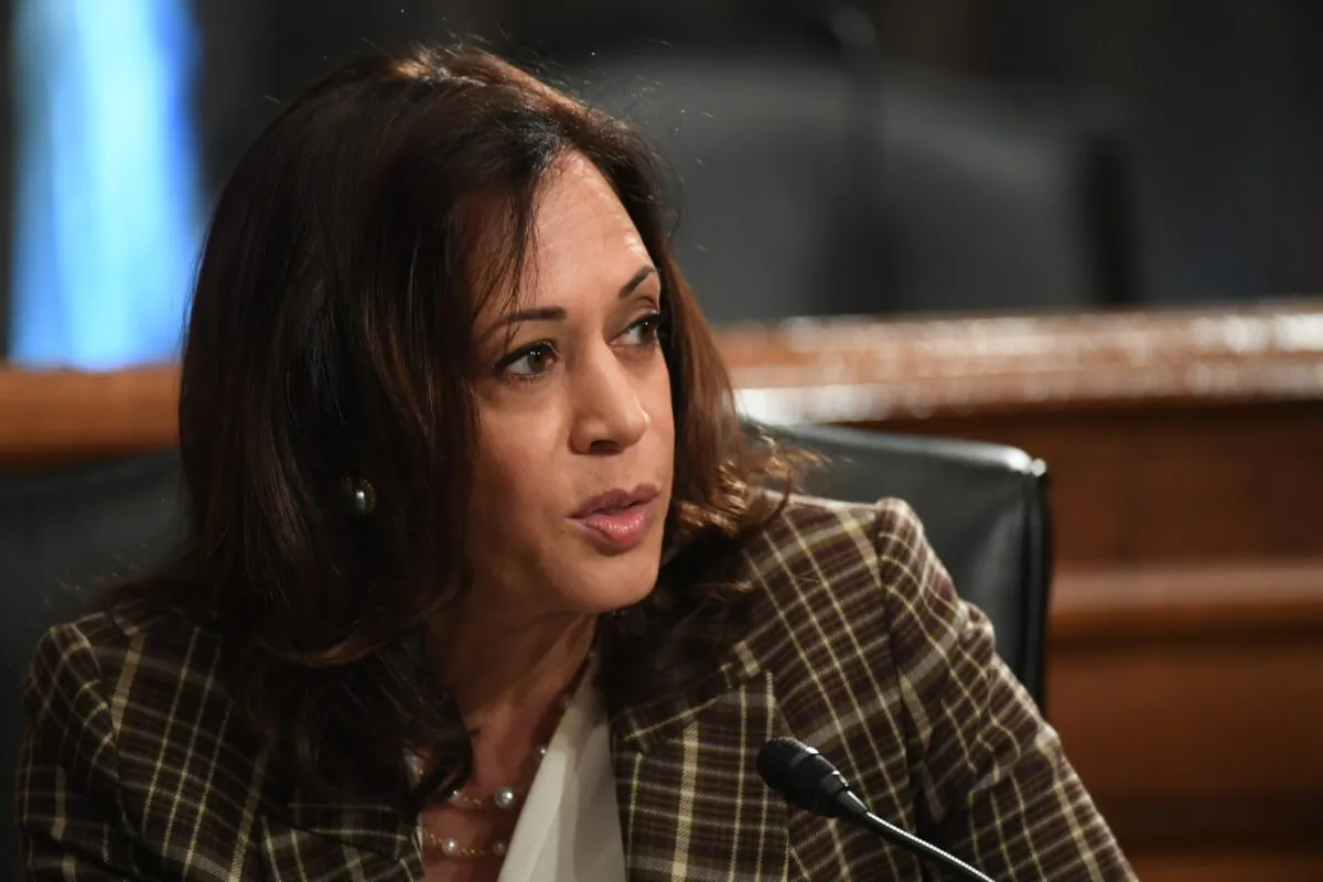 Sen. Kamala Harris speaks in Washington on Aug. 6, 2020. She was chosen as presumptive Democratic presidential nominee Joe Biden's running mate on Aug. 11, 2020. (Toni Sandys/Pool/Getty Images)
