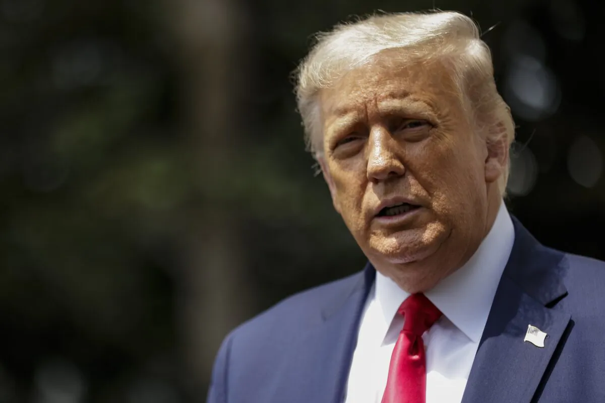 President Donald Trump departs the White House in Washington on Aug. 6, 2020. (Samuel Corum/Getty Images)