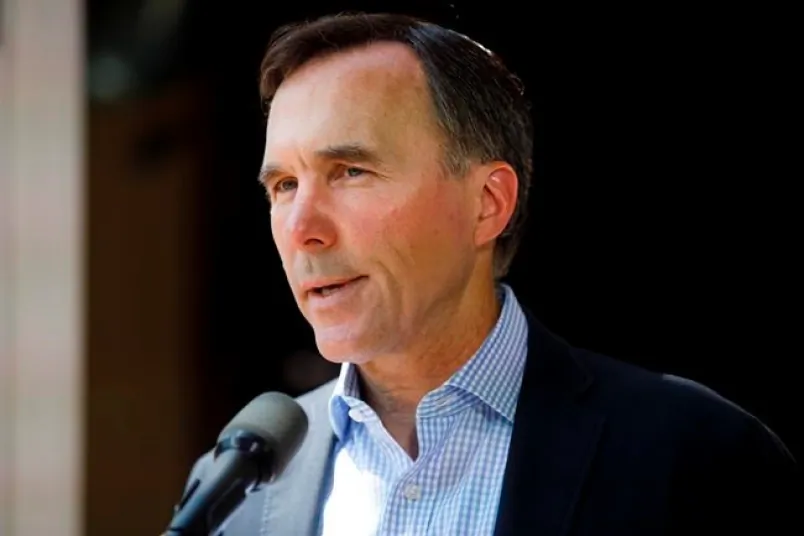Canada's official fiscal watchdog says the federal wage subsidy program may cost more than $14 billion less than what the government estimated. Canada's Minister of Finance Bill Morneau speaks to media during a press conference in Toronto on July 17, 2020. (The Canadian Press/Cole Burston)