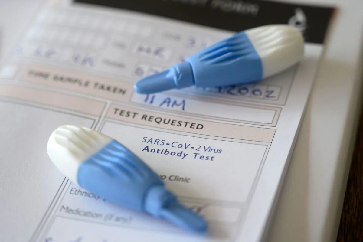 Lancets to prick the tip of the finger are pictured as part of a CCP virus antibody test kit in London on May 28, 2020. (Justin Tallis/AFP via Getty Images)