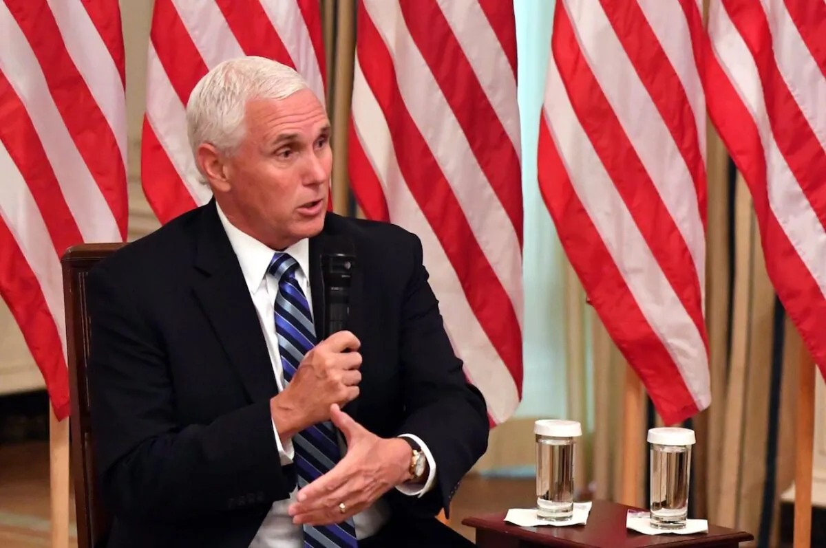 Vice President Mike Pence attend the 'Getting America's Children Safely Back to School' event in the State Room of the white House, in Washington, on Aug. 12, 2020. (Nicholas Kamm/AFP via Getty Images)