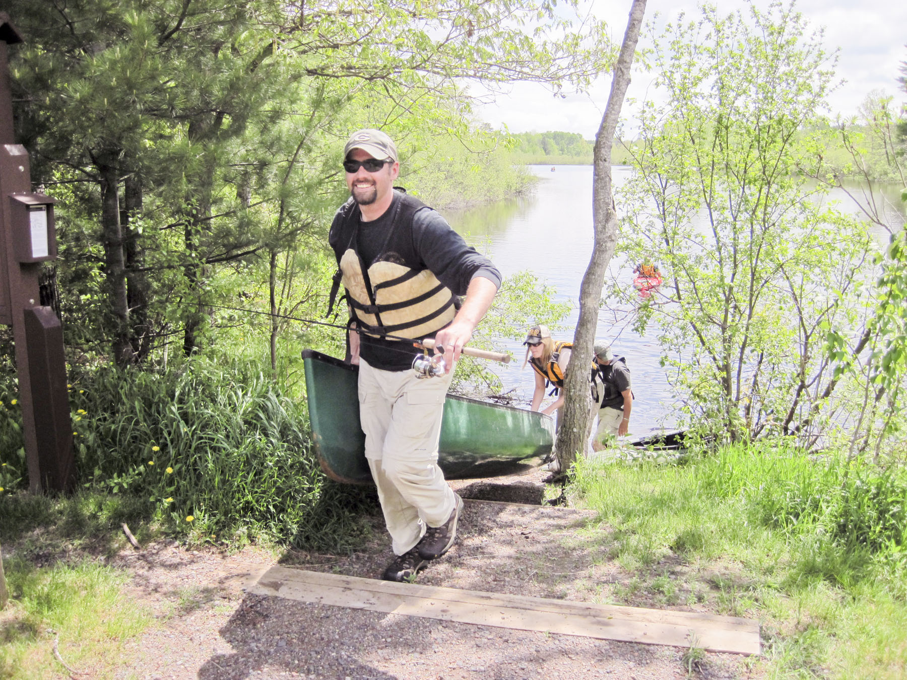 Paddlers take out canoe