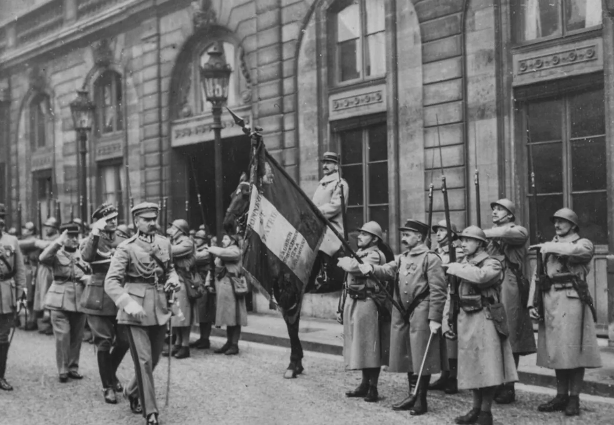 Marshal Jozef Pilsudski, Polish Chief of State, leading troops through the streets of Paris, 1921. (Kadel & Herbert News Service/Hulton Archive/Getty Images)