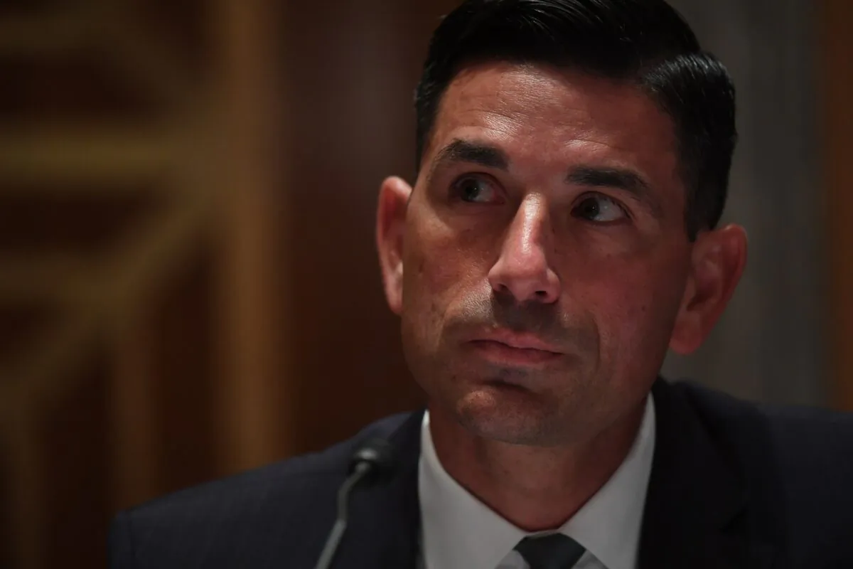 Chad Wolf, acting Secretary of Homeland Security, appears before a Senate panel in Washington on Aug. 6, 2020. (Toni Sandys/Pool/Getty Images)