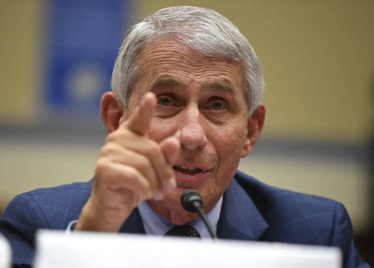 Dr. Anthony Fauci, director of the National Institute for Allergy and Infectious Diseases, testifies during a House Subcommittee hearing on the COVID-19 pandemic on Capitol Hill in Washington, on July 31, 2020. (Kevin Dietsch/Pool via AP)