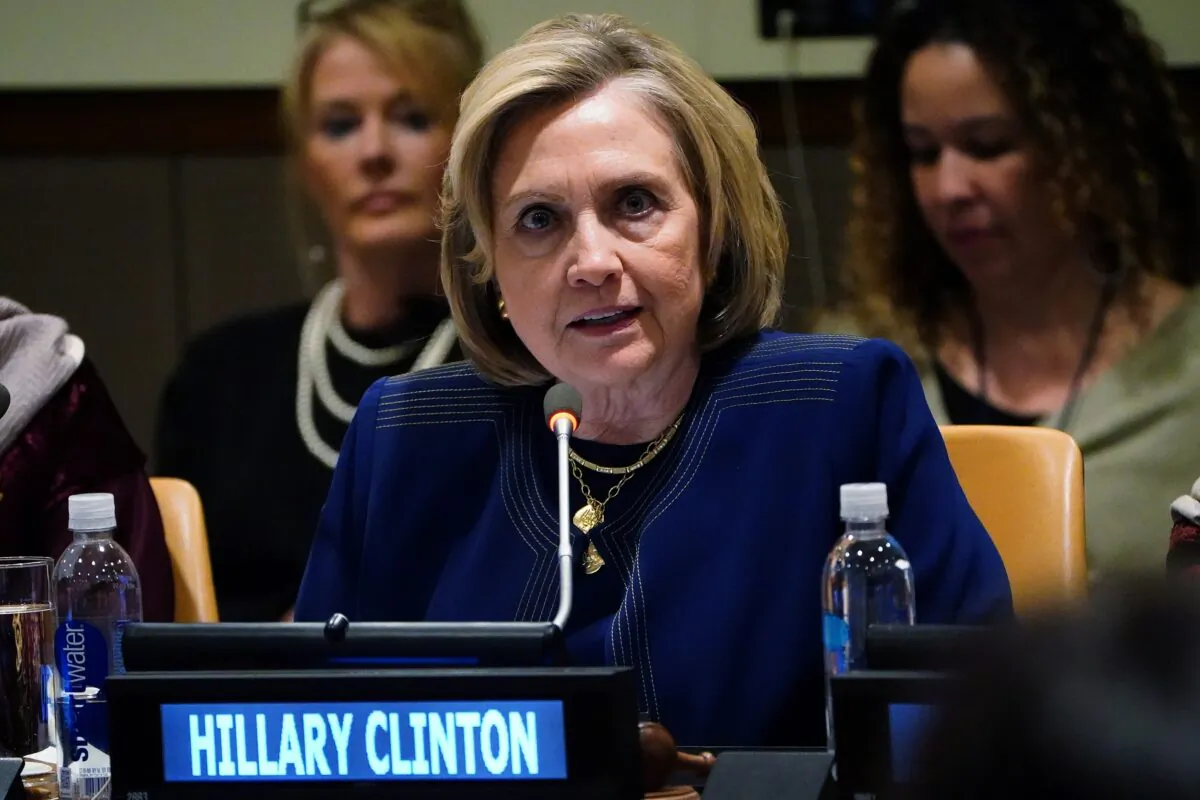 Former First Lady Hillary Clinton speaks at United Nations Headquarters in the Manhattan borough of New York City, March 10, 2020. (Carlo Allegri/Reuters)