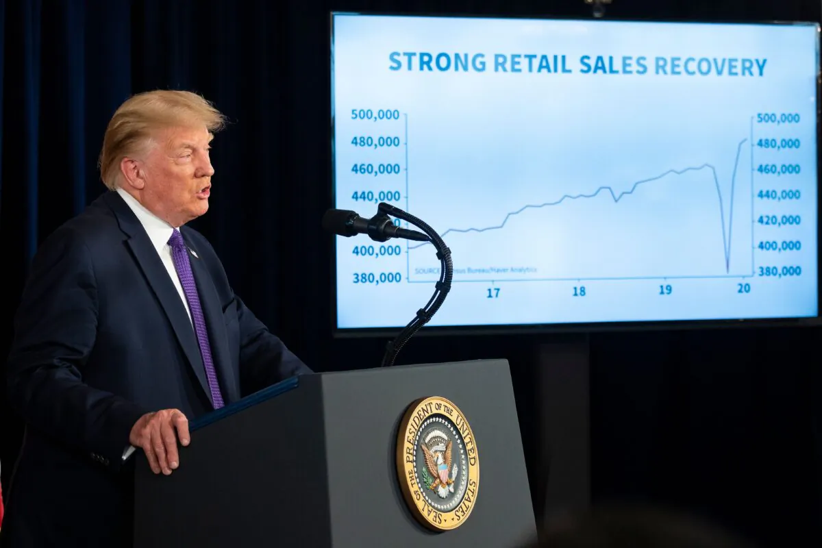 U.S. President Donald Trump speaks during a press conference in Bedminster, N.J., on Aug. 15, 2020. (JIM WATSON/AFP via Getty Images)