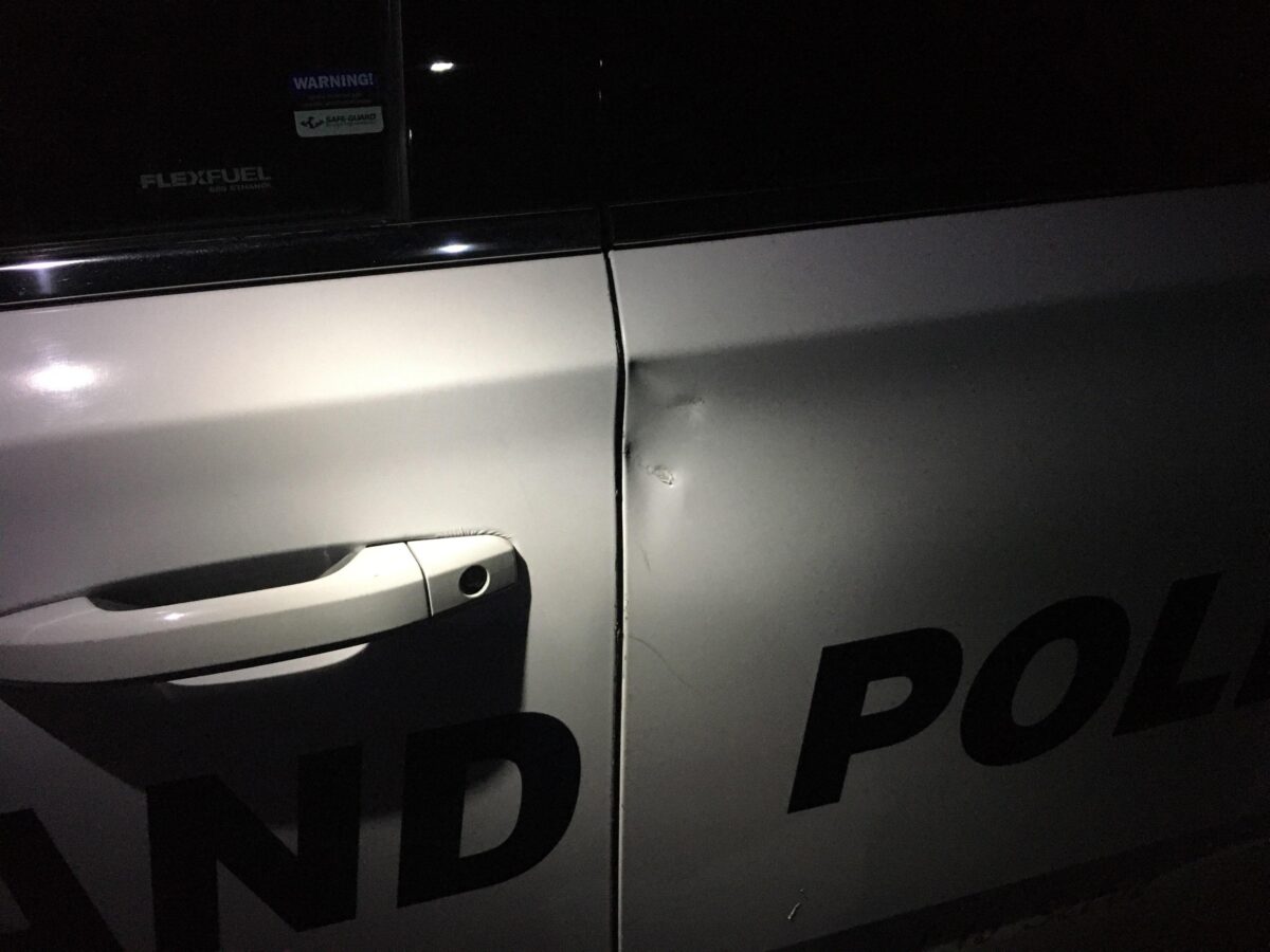 damaged police car