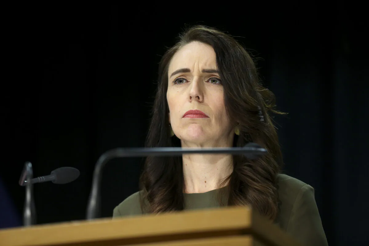 New Zealand Prime Minister Jacinda Ardern speaks to media during a press conference at Parliament in Wellington, New Zealand, on Aug. 17, 2020. Ardern announced that New Zealand's General Election will be delayed until Oct. 17 due to disruptions caused by COVID-19 restrictions. (Hagen Hopkins/Getty Images)
