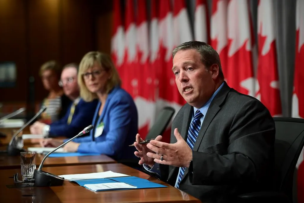 Marc Brouillard, CTO for the Government of Canada, joins fellow senior officials from the Treasury Board of Canada Secretariat, the Canada Revenue Agency, and the Canadian Centre for Cyber Security to provide an update regarding the recent cyber attacks against GCKey and CRA accounts during a technical briefing on Parliament Hill in Ottawa on Aug. 17, 2020. (The Canadian Press/Sean Kilpatrick)