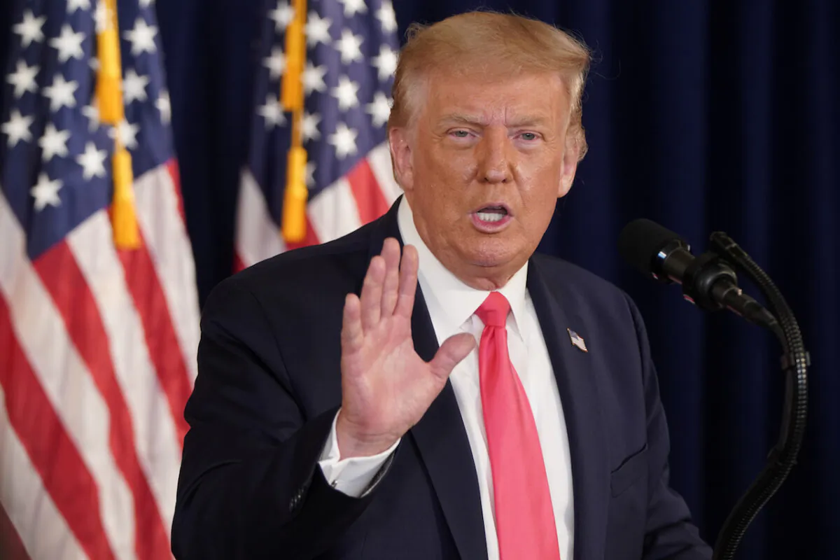 President Donald Trump speaks during a news conference at his golf resort in Bedminster, N.J., on Aug. 8, 2020. (Joshua Roberts/Reuters)