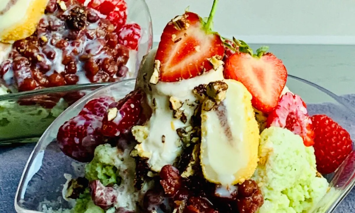 A tower of fluffy, snow-like shaved ice is the base for every bingsu. From there, the flavor and topping possibilities are endless. (Judy Joo)