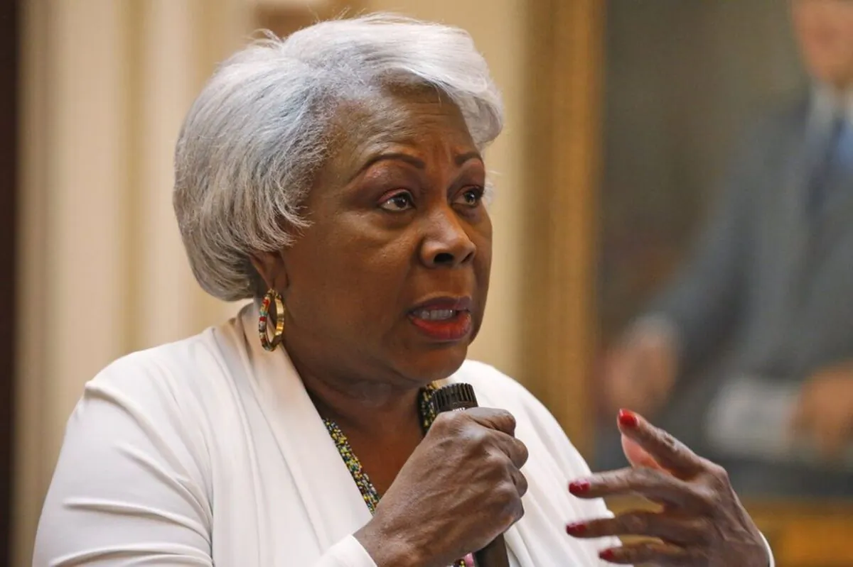 Senate President Pro Tempore, Sen. Louise Lucas speaks during debate on the Senate floor at the Virginia Capitol on March 8 , 2020, in Richmond. (AP Photo/Steve Helber)
