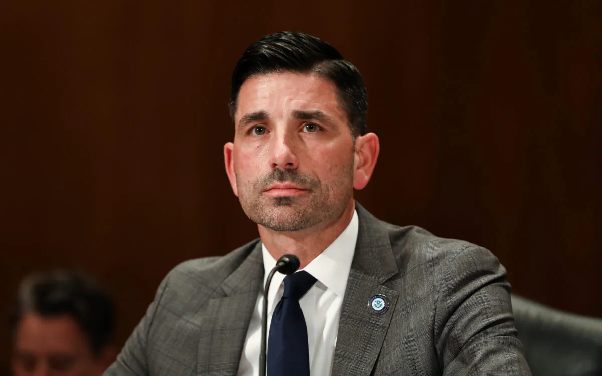 Acting Secretary of Homeland Security Chad Wolf testifies at a Senate hearing in Washington on March 4, 2020. (Charlotte Cuthbertson/The Epoch Times)