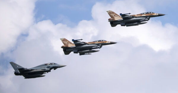 German and Israeli air forces fly over the Fuerstenfeldbruck airbase