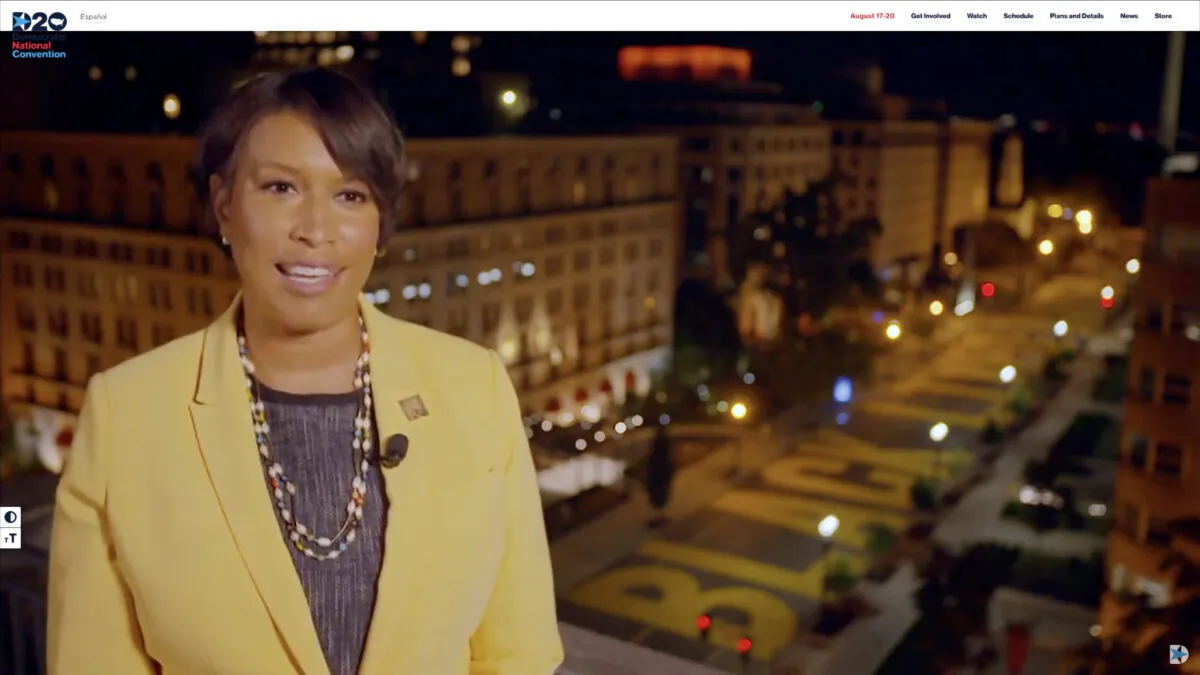 In this screenshot from the DNCC’s livestream of the 2020 Democratic National Convention, Washington D.C. Mayor Muriel Bowser addresses the virtual convention on Aug. 17, 2020. (DNCC via Getty Images)