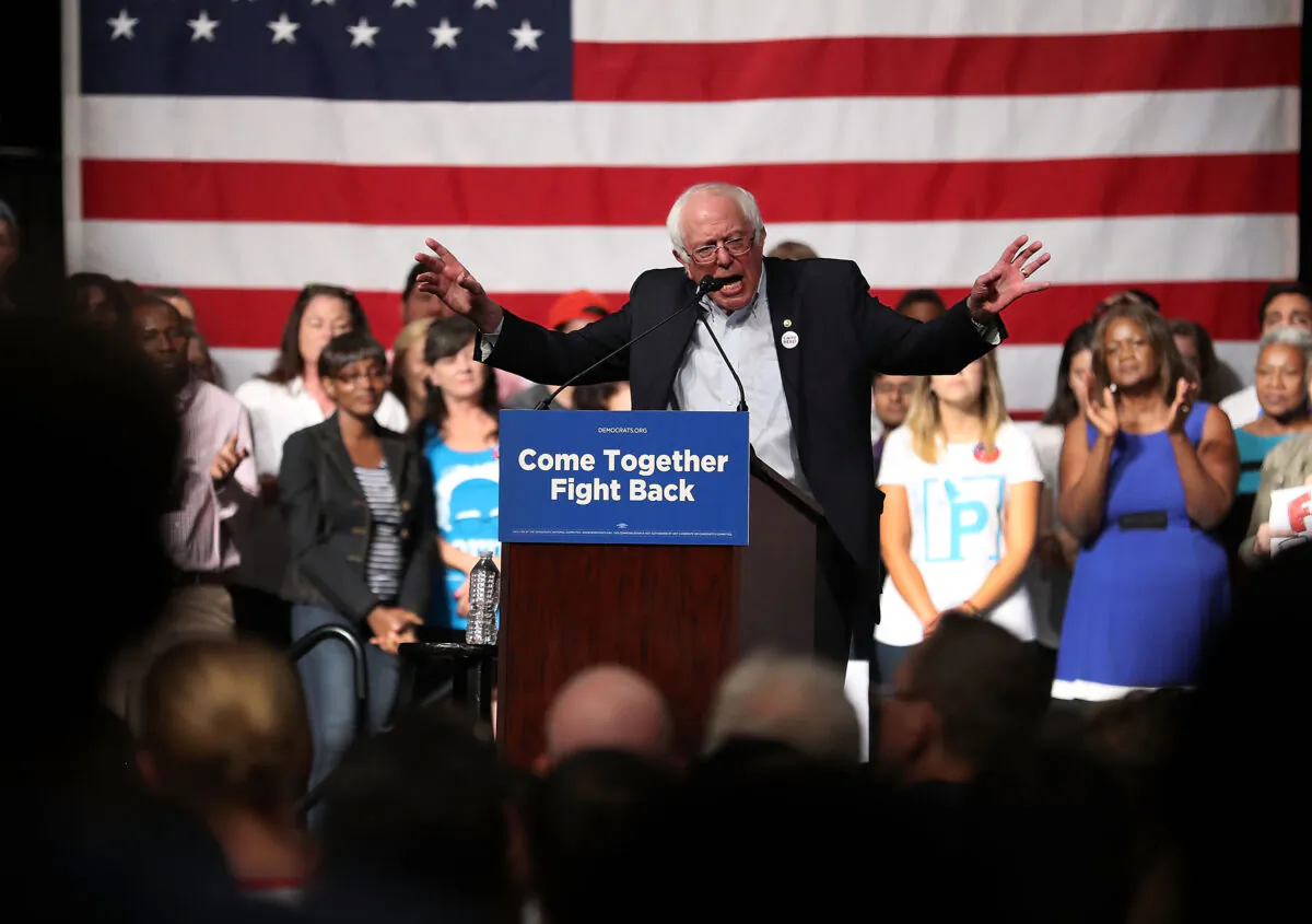 Sen. Bernie Sanders (I-Vt.) speaks during a rally in Miami, Fla., on April 19, 2017. (Joe Raedle/Getty Images)