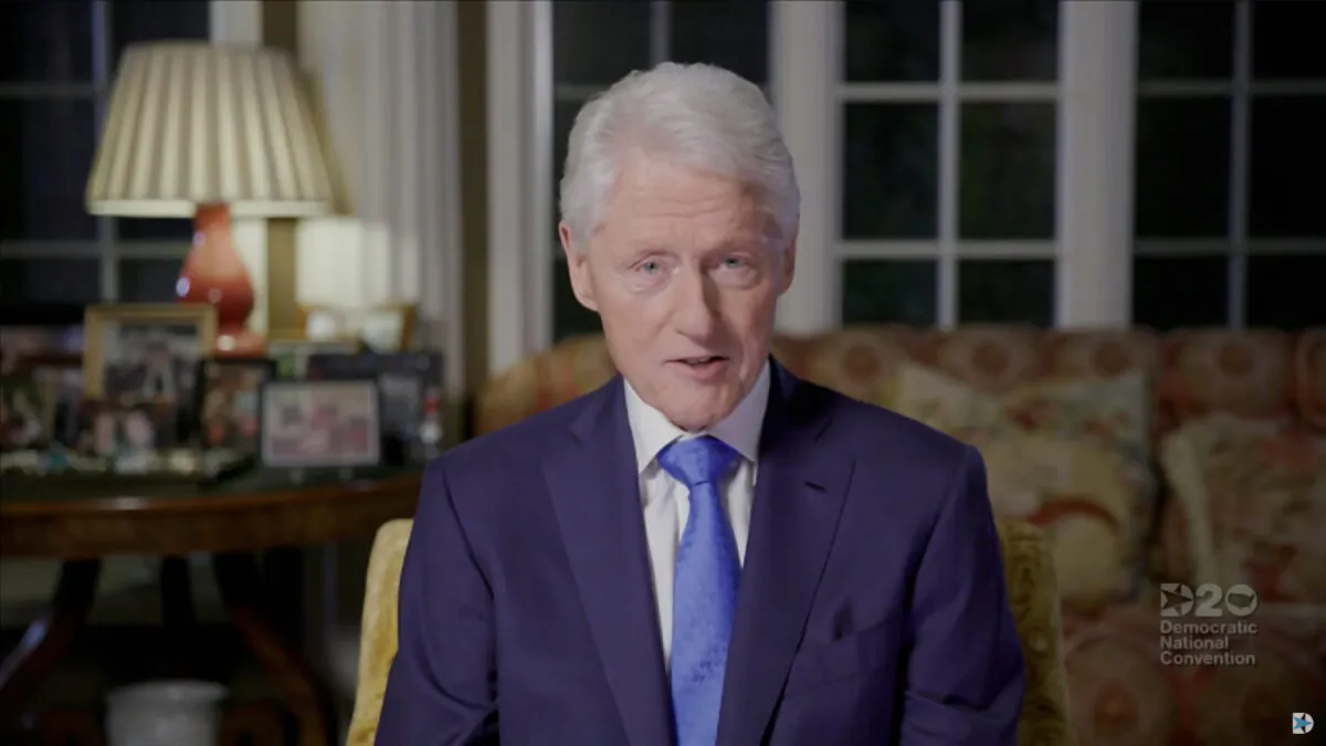 Former U.S. President Bill Clinton addresses the virtual DNC convention on Aug. 18, 2020. (DNCC via Getty Images)