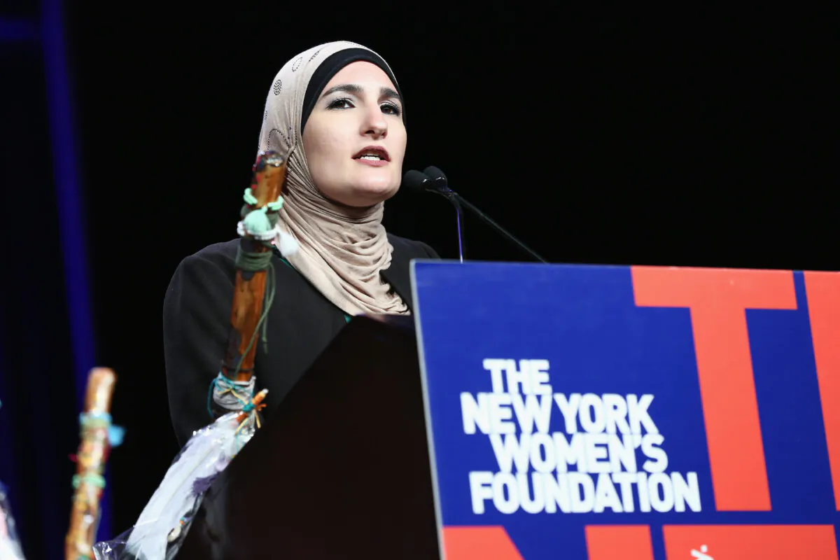 Honoree Linda Sarsour speaks onstage during the 30th Anniversary Celebrating Women Breakfast at Marriott Marquis Hotel in New York City, on May 11, 2017. (Monica Schipper/Getty Images for The New York Women's Foundation )