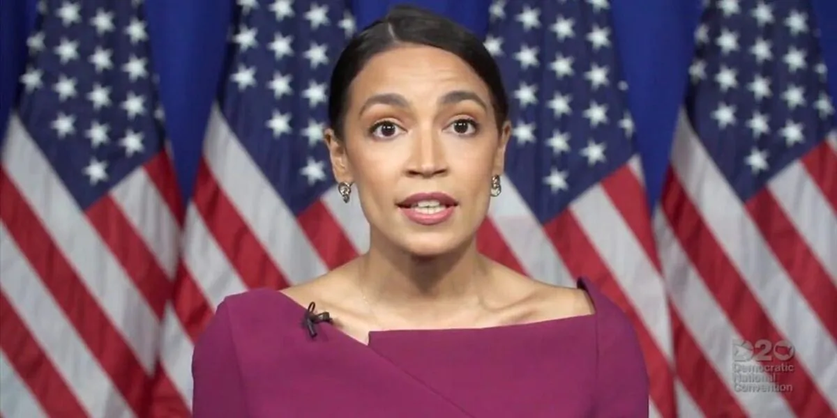 Rep. Alexandria Ocasio-Cortez (D-N.Y.) speaks by video feed during the virtual 2020 Democratic National Convention 2020 on Aug. 18, 2020. (Democratic National Convention/Pool via Reuters)