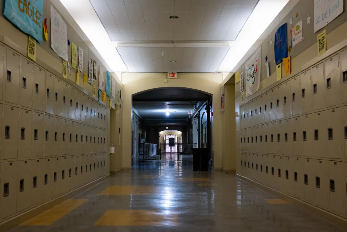 A file photo of empty hallways in El Segundo High School in El Segundo, Calif., on July 29, 2020.  (John Fredricks/The Epoch Times)