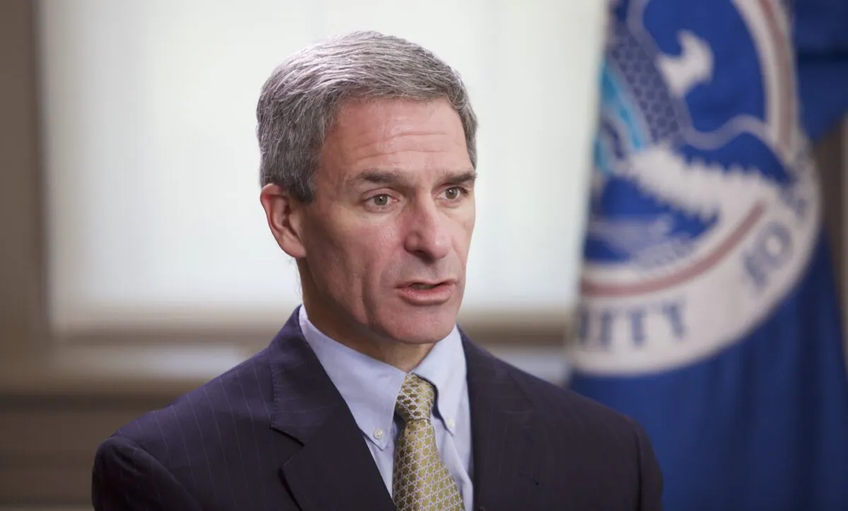 Ken Cuccinelli, the acting deputy secretary of the Department of Homeland Security, in Washington on Aug. 18, 2020. (Brendon Fallon/The Epoch Times)