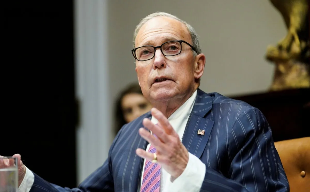 White House economic adviser Larry Kudlow speaks during an event at the White House in Washington, on April 7, 2020. (Kevin Lamarque/Reuters)