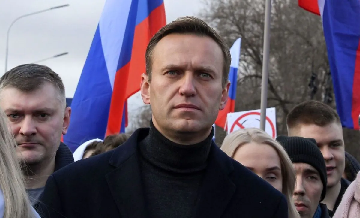 Russian opposition leader Alexei Navalny take part in a march in memory of murdered Kremlin critic Boris Nemtsov in downtown Moscow, Russia, on Feb. 29, 2020. (Kirill Kudryavtsev/AFP via Getty Images)